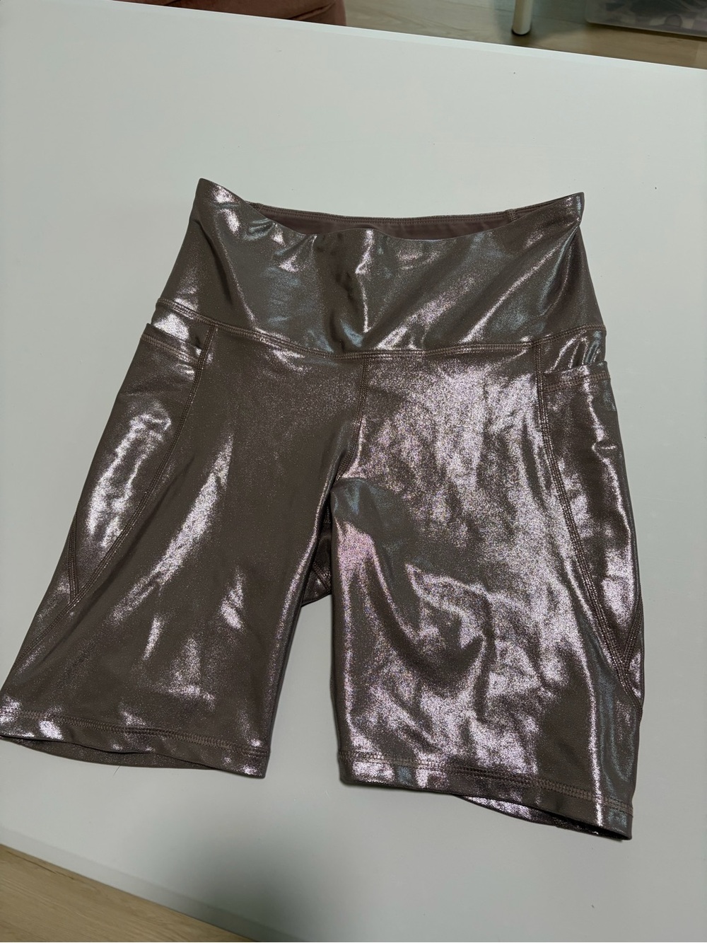 Old Navy High-Waist Shimmery Metallic Bike Shorts